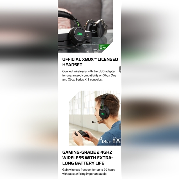 HyperX CloudX Flight Wireless Gaming Headset for Xbox, Adjustable - Picture 11 of 15